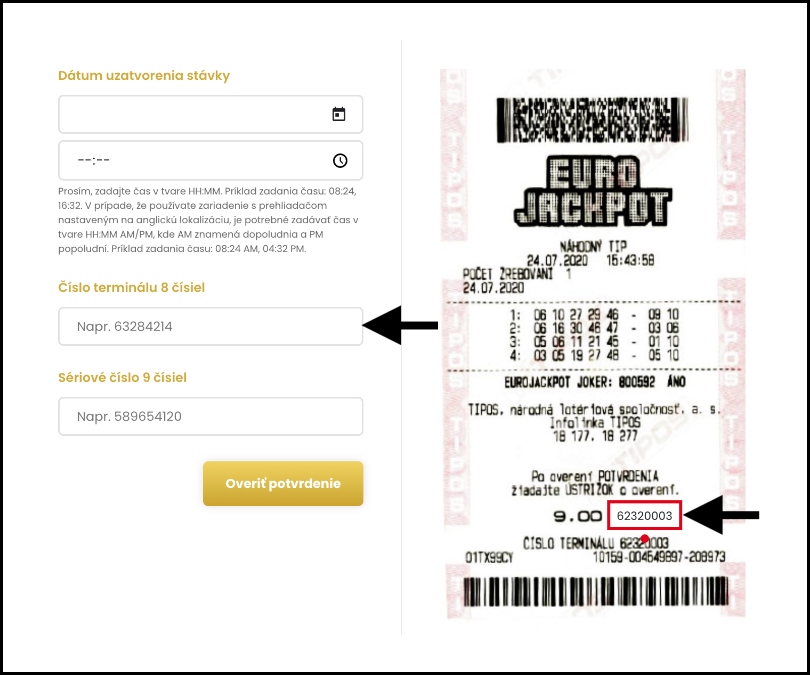 Eurojackpot - verifikasi tiket yang dicetak 